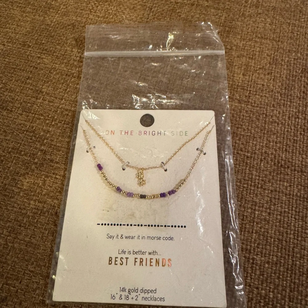 On The Bright Side Set of‎ 2 Necklaces **Best Friends in Morse Code Necklace Set